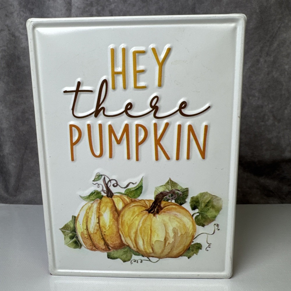 "Hey There Pumpkin" fall‎ wood and metal decor pumpkin shelf decor cottage core